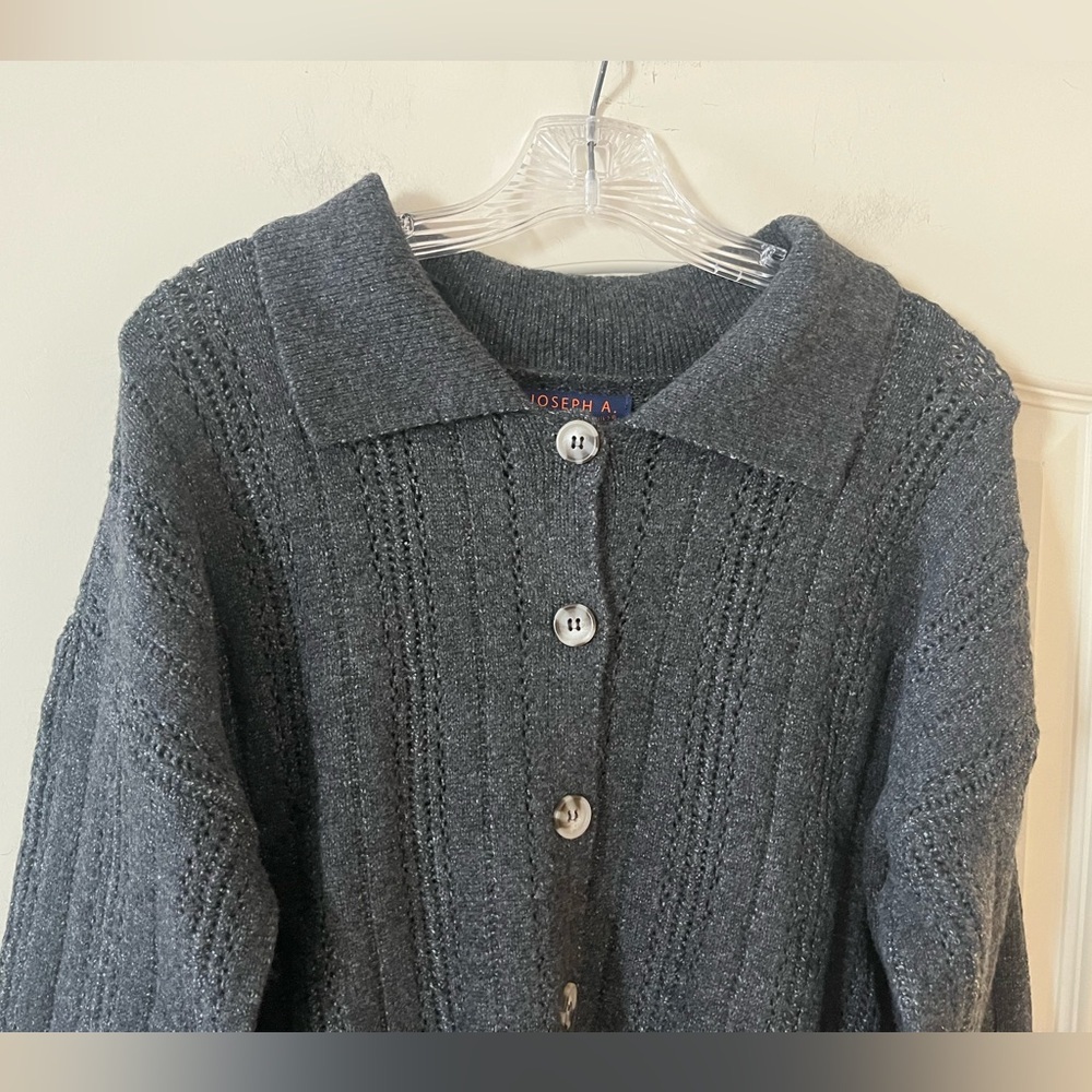 Joseph A. Medium Gray Button-Up Cardigan Women’s Size Large - Picture 13 of 16